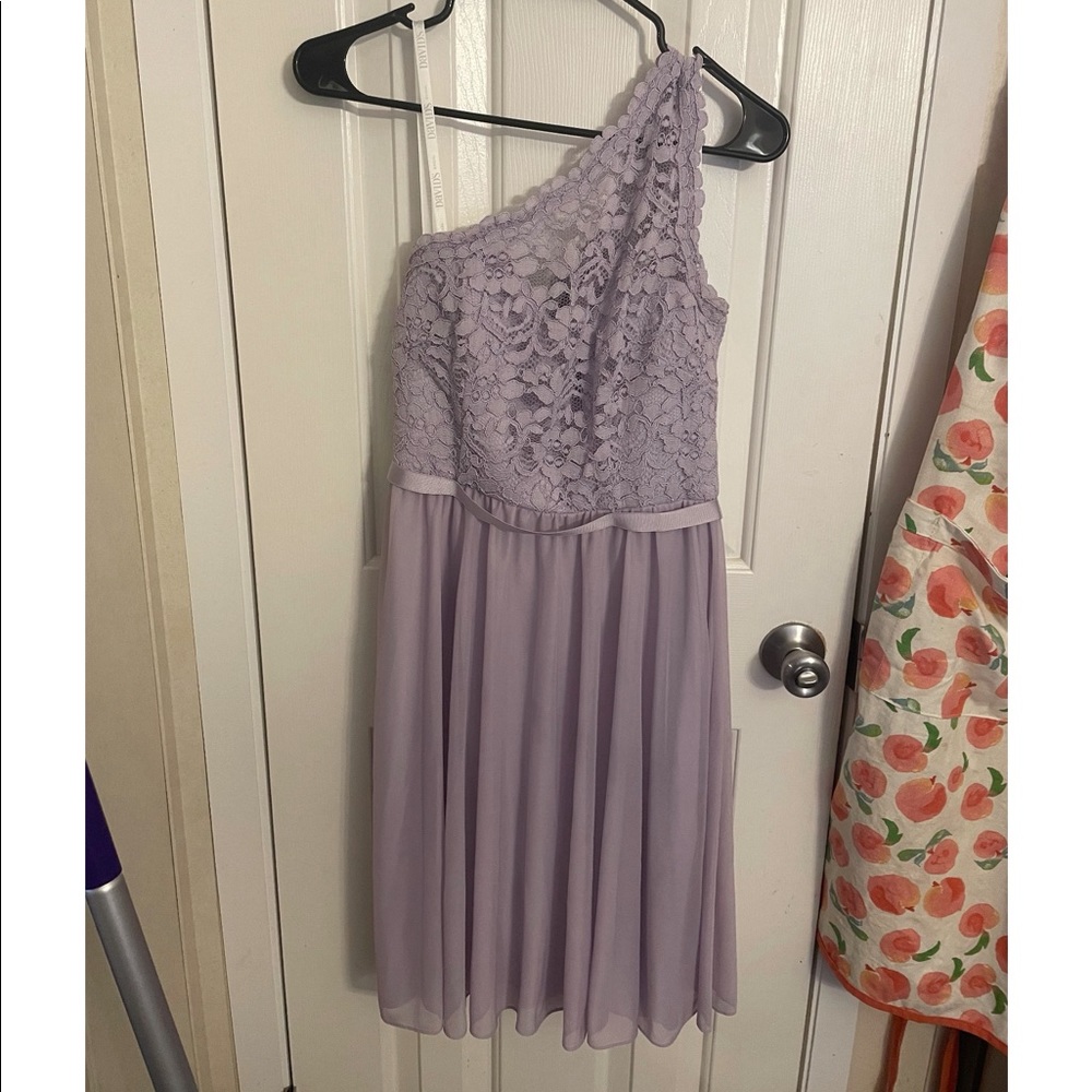David’s bridal short lace one shoulder dress